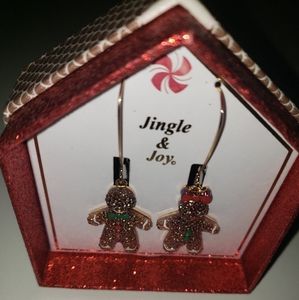 Jingle and Joy, Boy Gingerbread earrings Boy & Girl NIB Christmas
